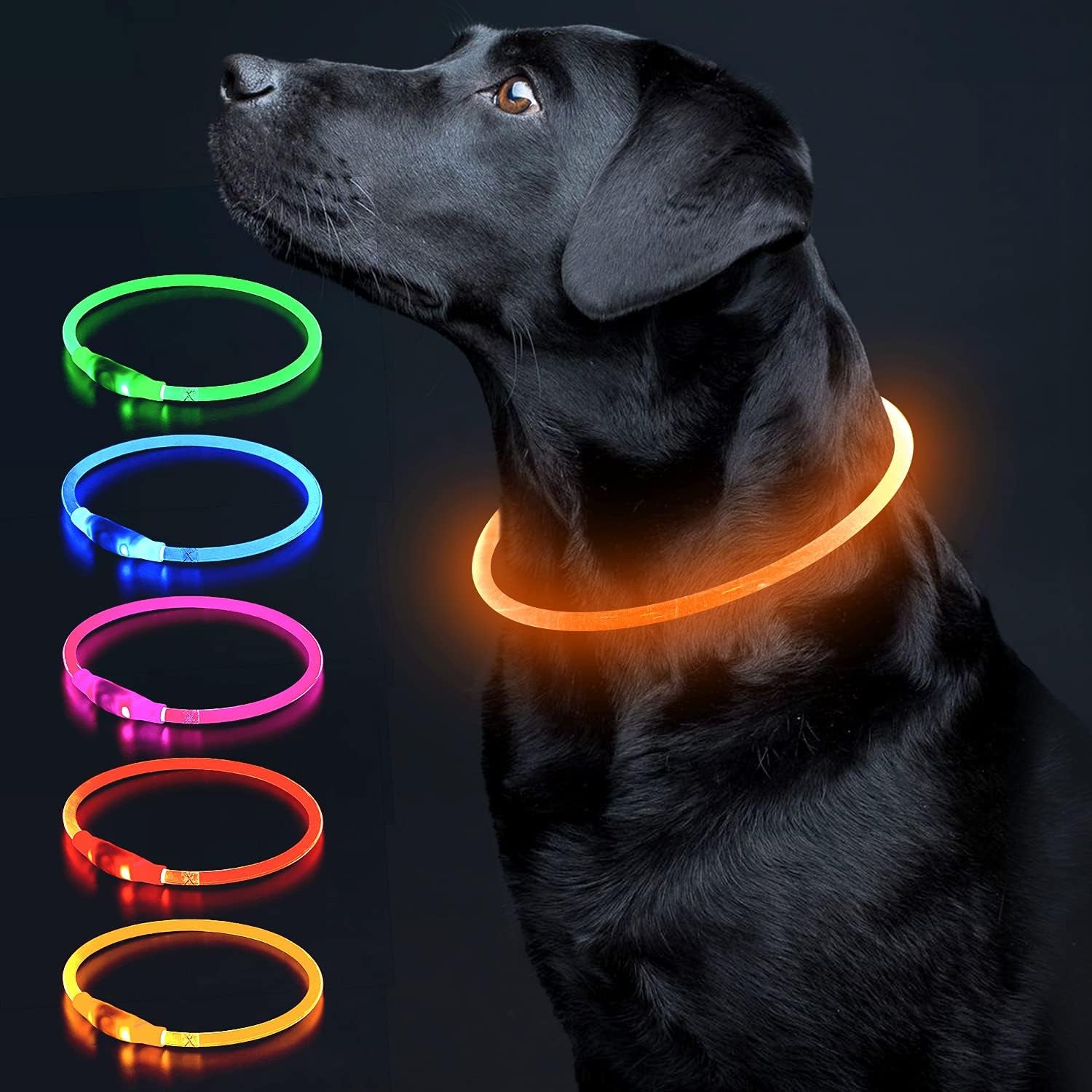 LED Dog Collar Light up Dog Collars 1 Count USB Rechargeable TPU Glow Safety Basic Dog Collars for Large Medium Small Dogs (Cyan)