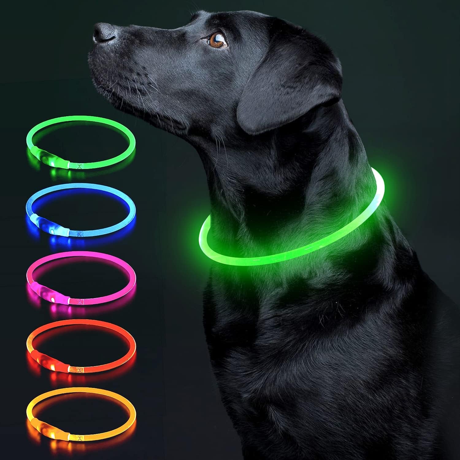 LED Dog Collar Light up Dog Collars 1 Count USB Rechargeable TPU Glow Safety Basic Dog Collars for Large Medium Small Dogs (Cyan)