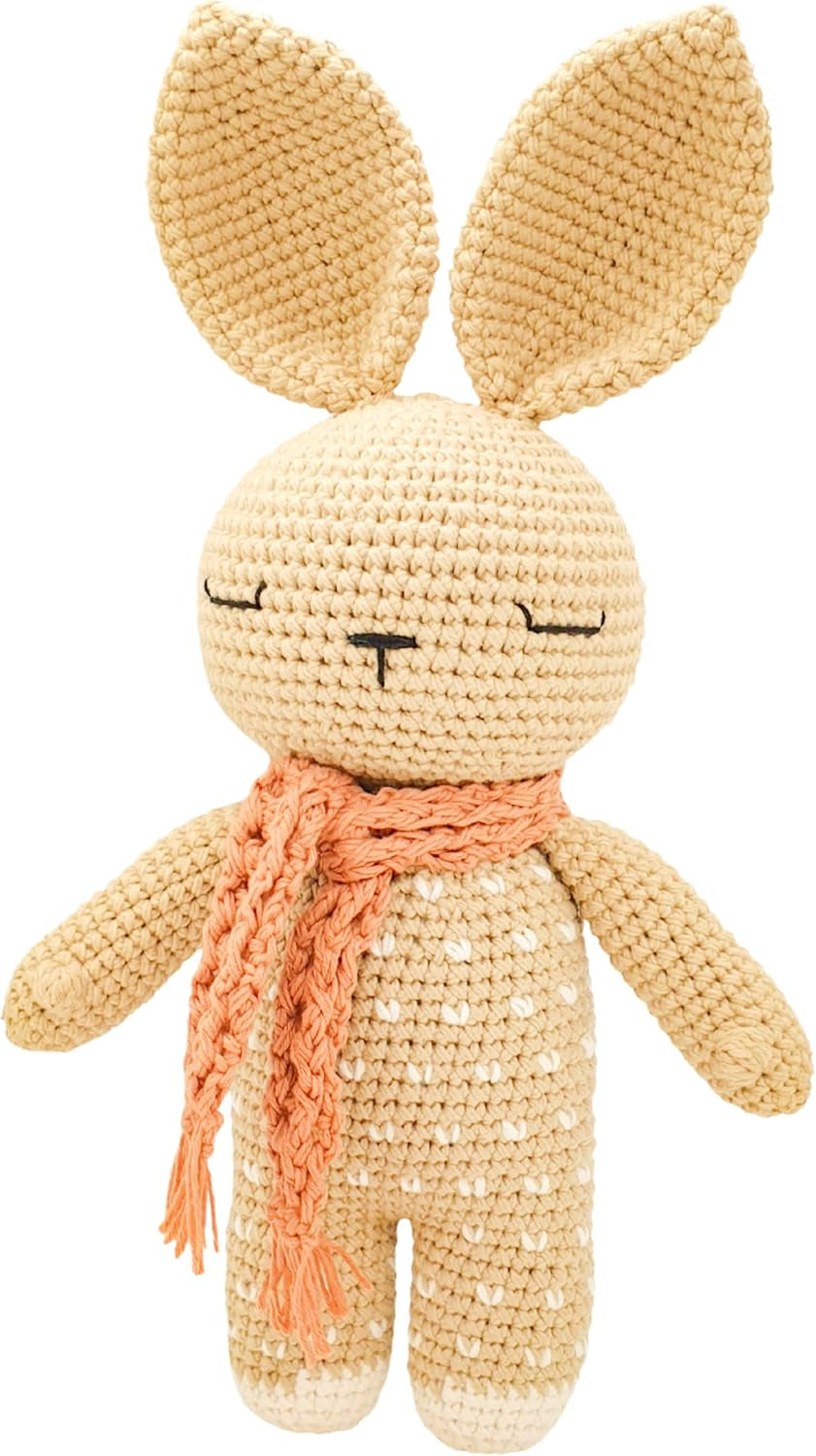 Peter Rabbit - Crochet Stuffed Animals - Bunny Knitted Stuffed Animal Toys, Amigurumi Toys, for Babies, Kindergarteners, Girls, Boys and Adults - 100% Handmade - 11'' Tall - Yellow