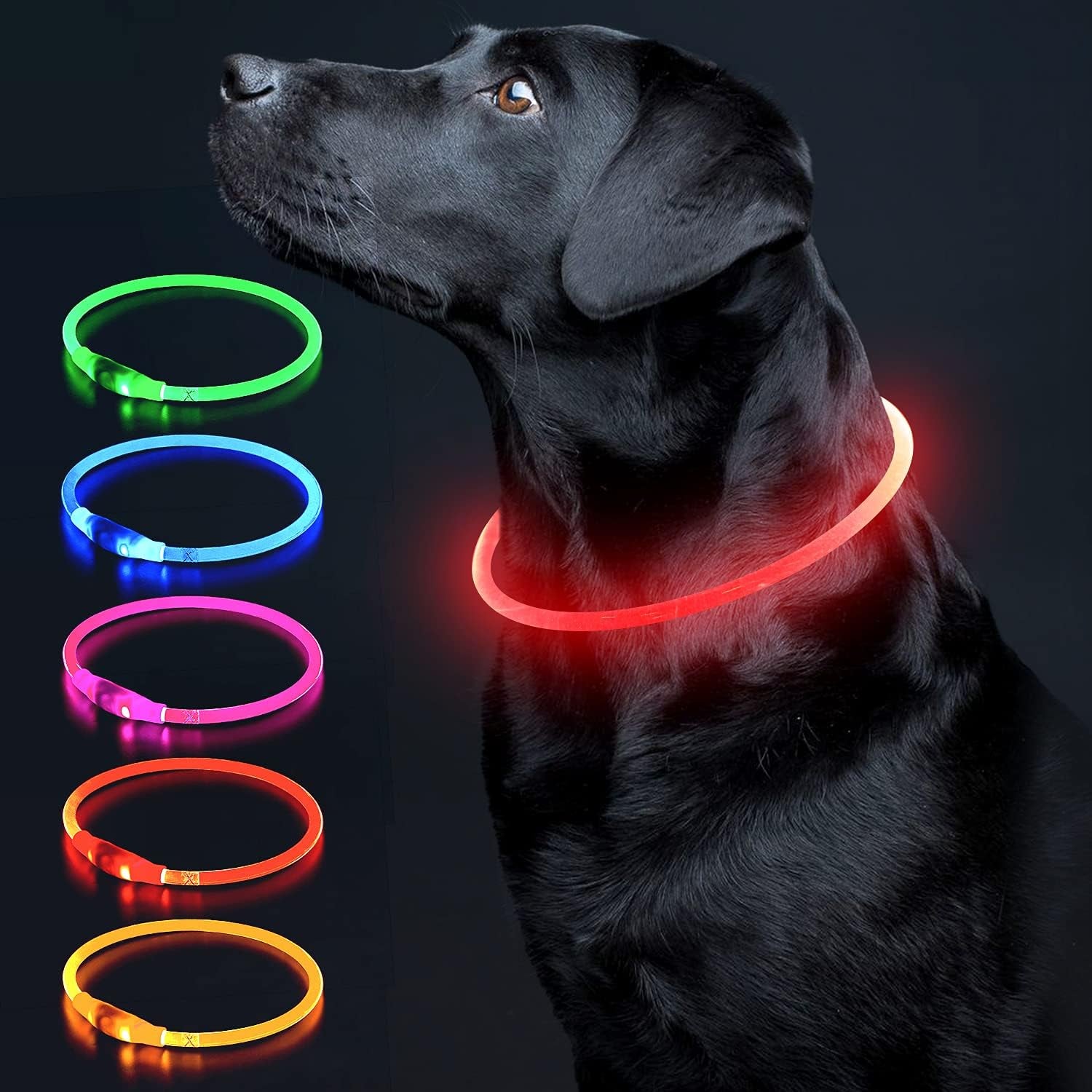 LED Dog Collar Light up Dog Collars 1 Count USB Rechargeable TPU Glow Safety Basic Dog Collars for Large Medium Small Dogs (Cyan)